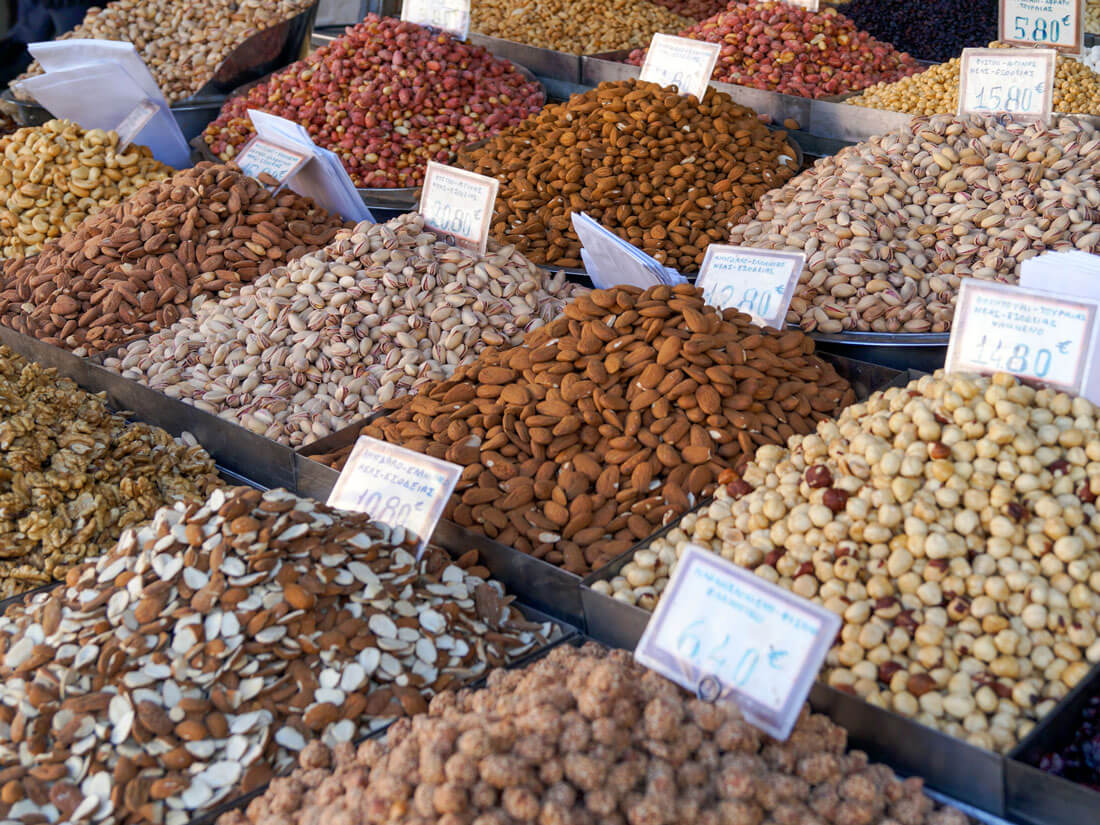 Greek nuts in the market