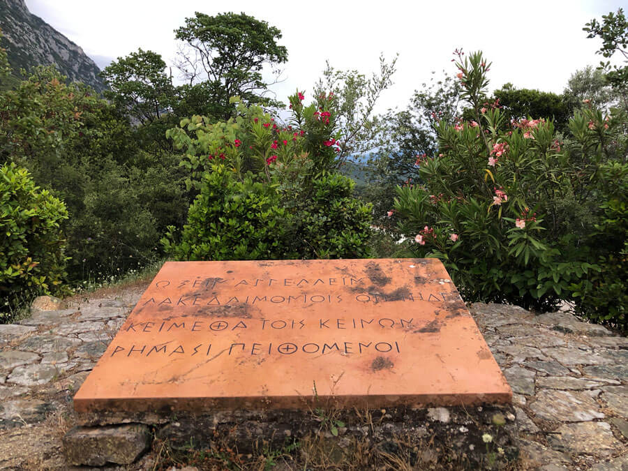 The inscription for the fallen Spartans in Thermopylae