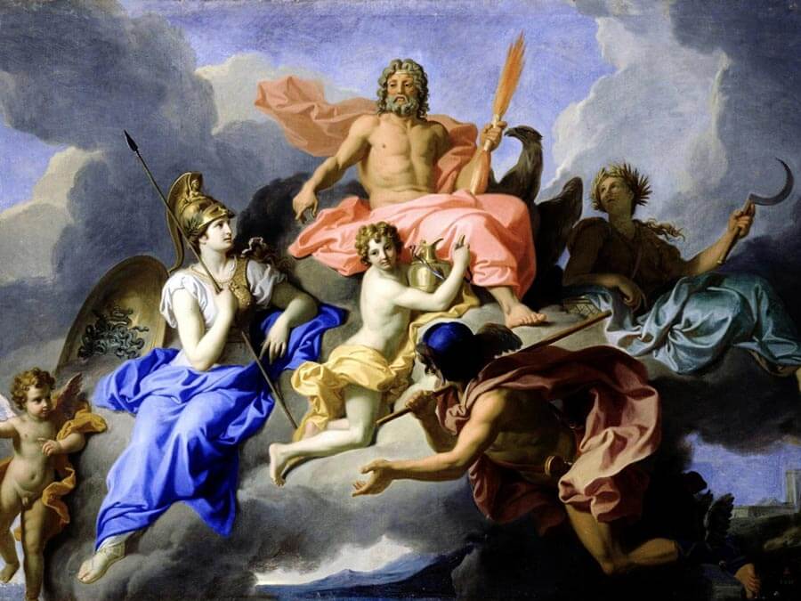 Goddess Athena and the triumph of God Zeus