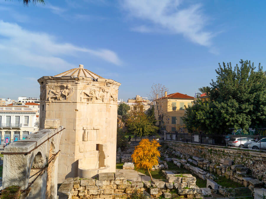 The Tower of Winds inside the Roman Agora in Monastiraki