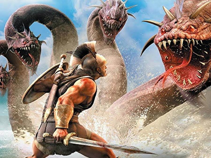 Heracles fighting the monster Lernaean Hydra