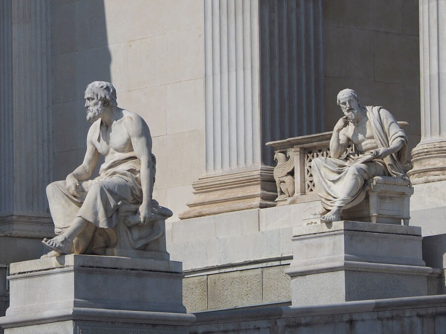 Thucydides & Herodotus outside Austrian Parliament Building