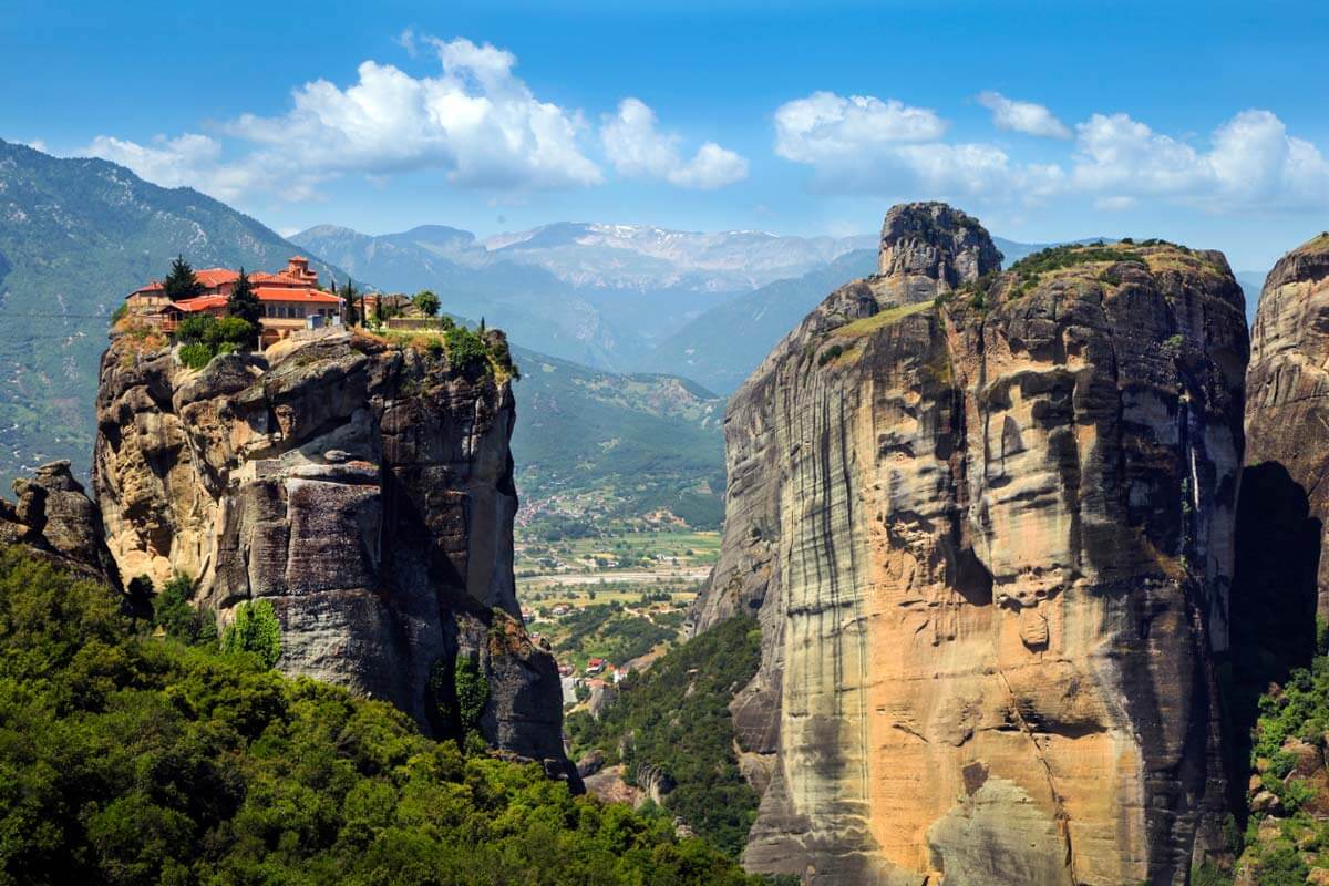 Sunny weather in Meteora Greece in May