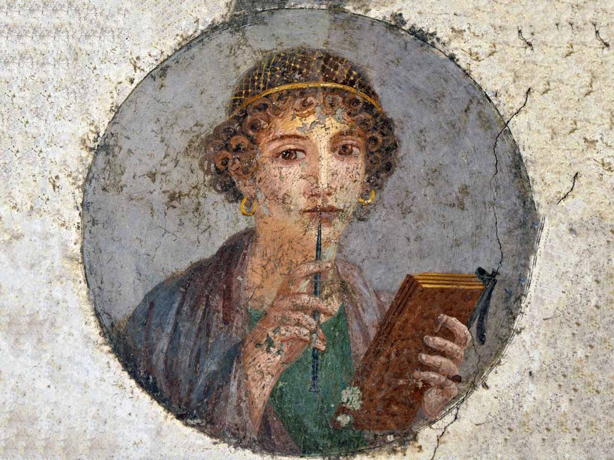 Figure of female poet Sappho